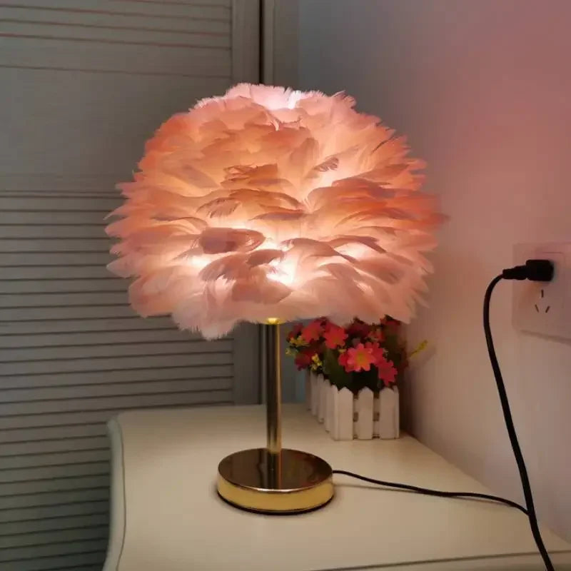 Modern Feather Table Lamp Bedroom Table Lamp