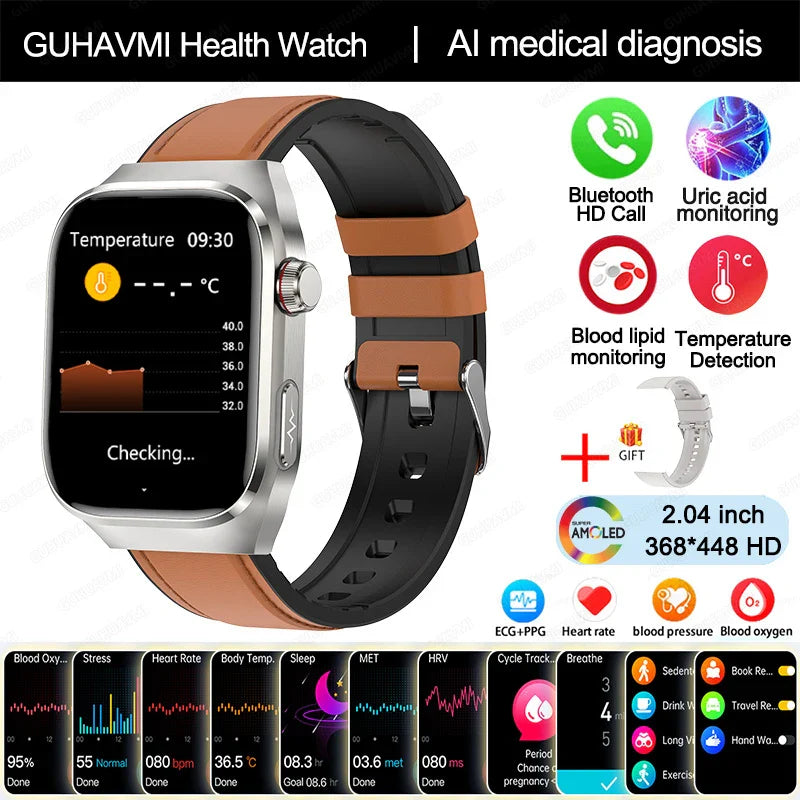 ECG Smart Watch BT Call Heart Rate Blood lipids Uric acid Health Monitor