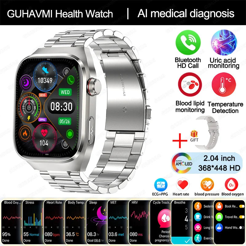 ECG Smart Watch BT Call Heart Rate Blood lipids Uric acid Health Monitor