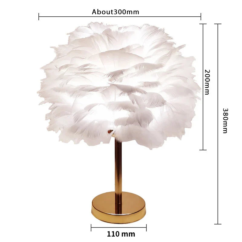 Modern Feather Table Lamp Bedroom Table Lamp