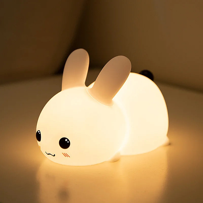 LED Rabbit Silicone Bunny Remote Control RGB Rechargeable Lamp