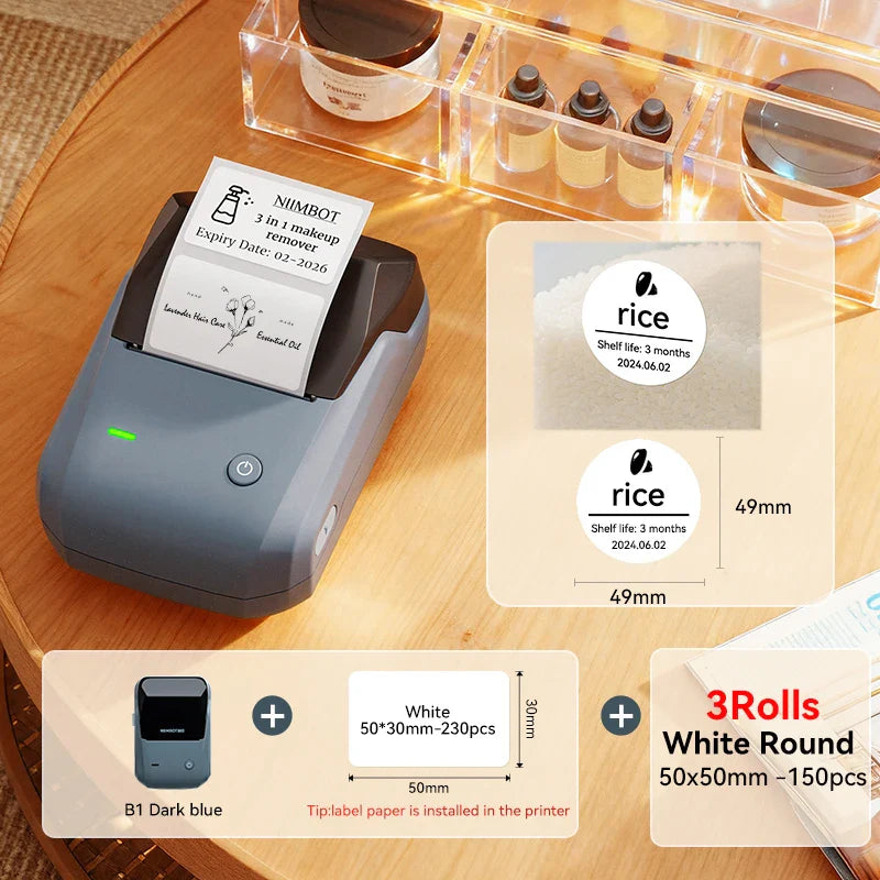 NIIMBOT B1 Portable Thermal Printer With Tapes 2 Inch Adhesive Label