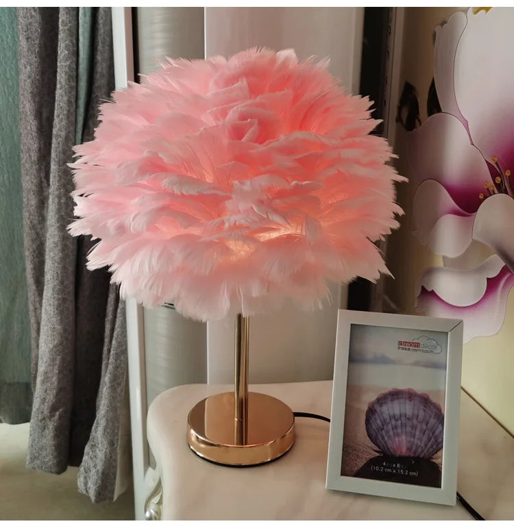 Modern Feather Table Lamp Bedroom Table Lamp