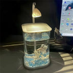 Mini Desktop Glass Aquarium Fish Tank with LED Light For Kids Betta Fish