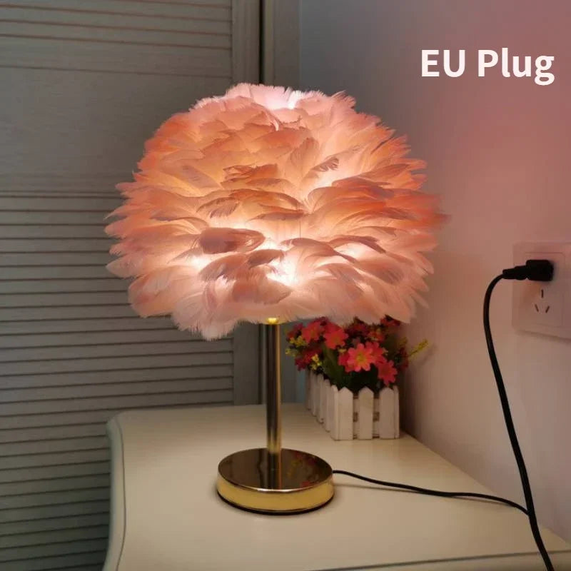 Modern Feather Table Lamp Bedroom Table Lamp