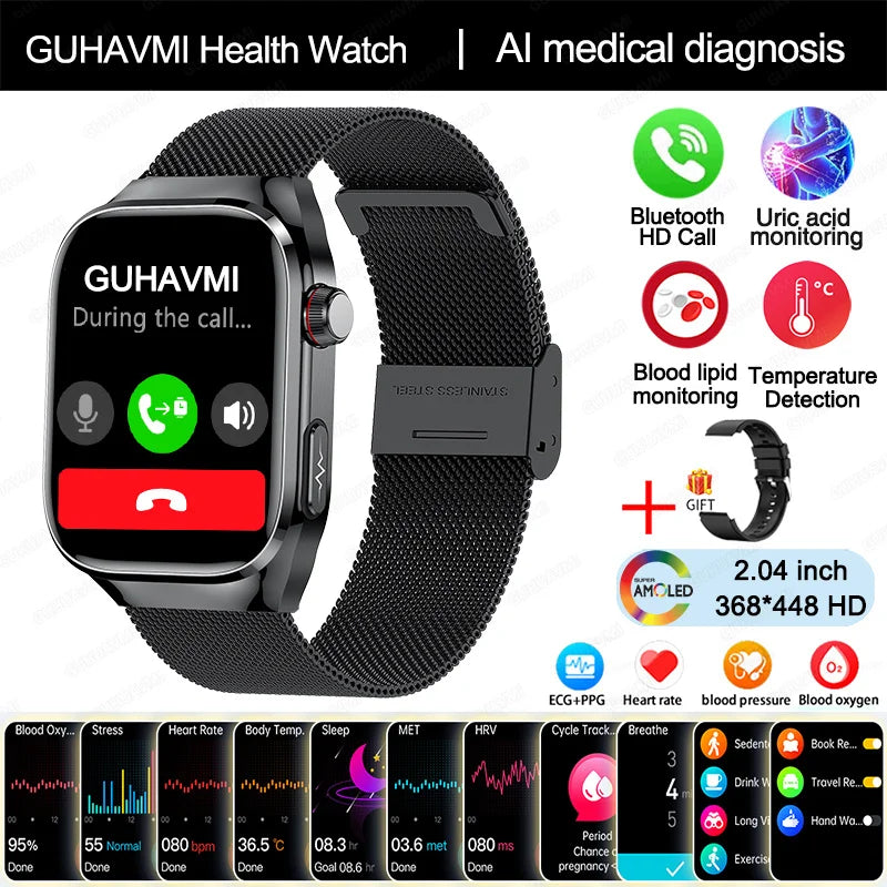 ECG Smart Watch BT Call Heart Rate Blood lipids Uric acid Health Monitor