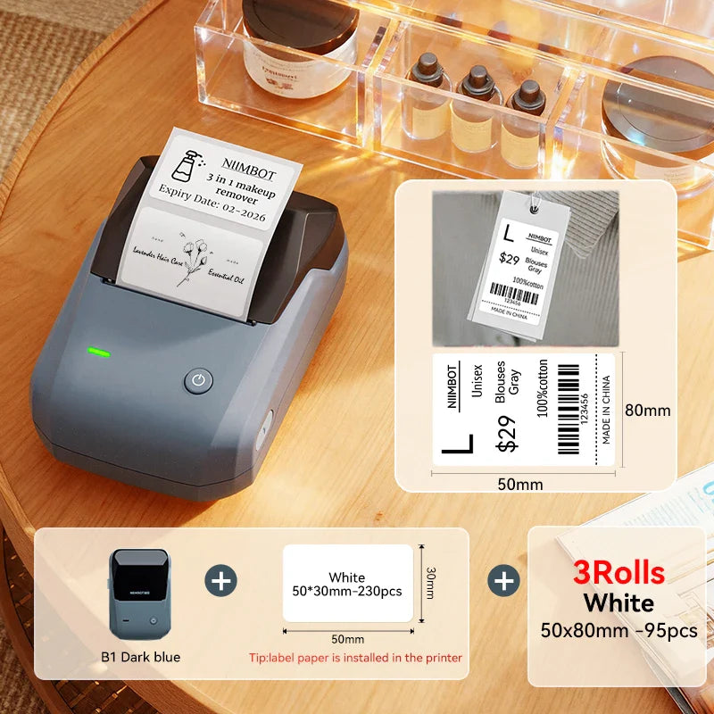 NIIMBOT B1 Portable Thermal Printer With Tapes 2 Inch Adhesive Label