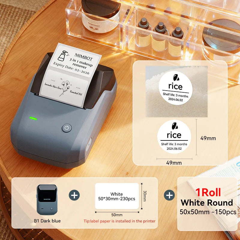 NIIMBOT B1 Portable Thermal Printer With Tapes 2 Inch Adhesive Label
