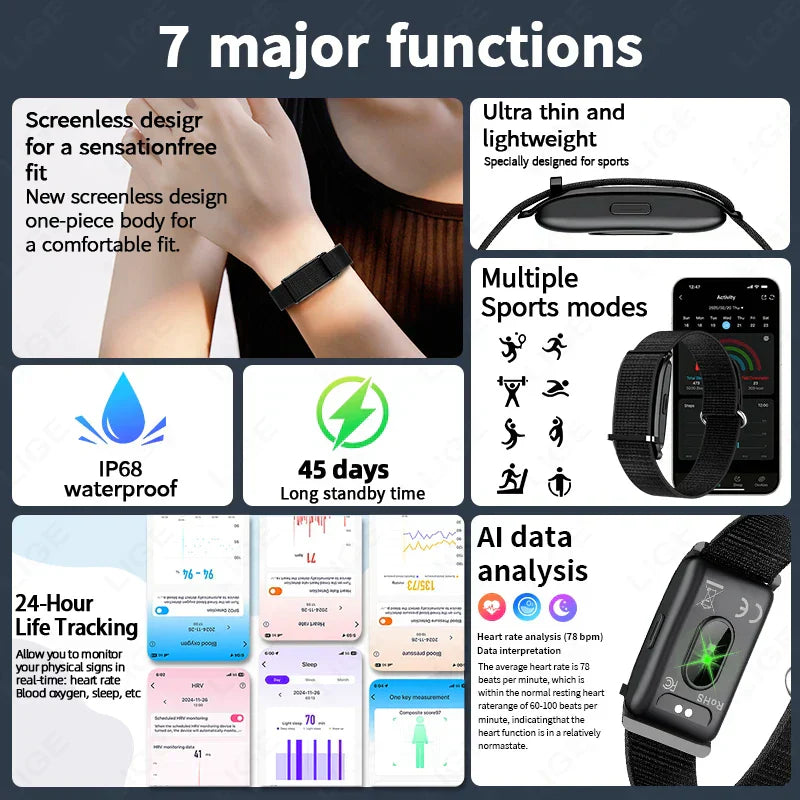 Smart Fitness Bracelet – Heart Rate & Sleep Monitor