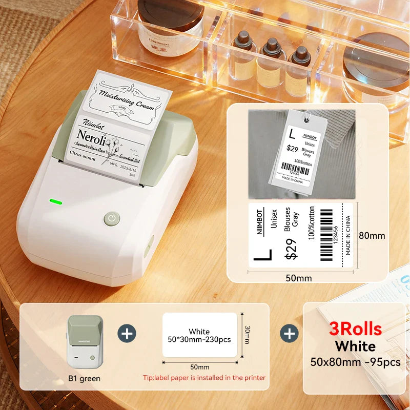 NIIMBOT B1 Portable Thermal Printer With Tapes 2 Inch Adhesive Label