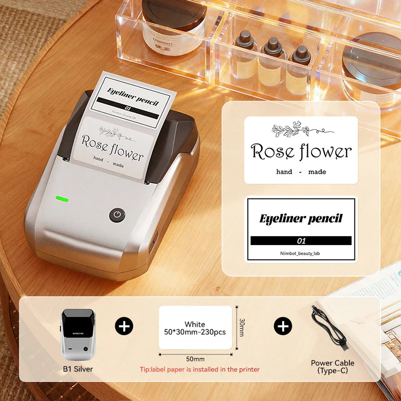 NIIMBOT B1 Portable Thermal Printer With Tapes 2 Inch Adhesive Label