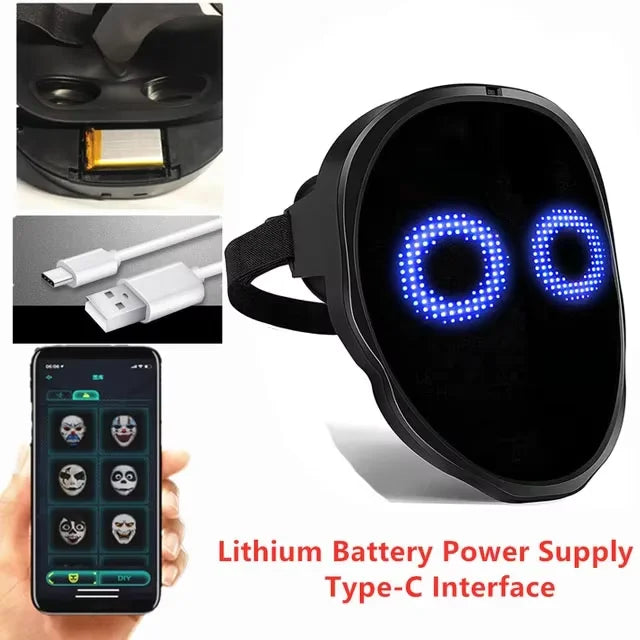 Led Mask with Bluetooth App Control Programmable Face Transforming