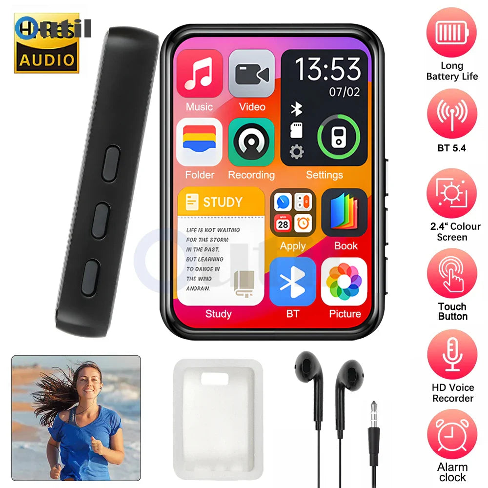 Bluetooth 5.4 Touch Screen MP3 Player
