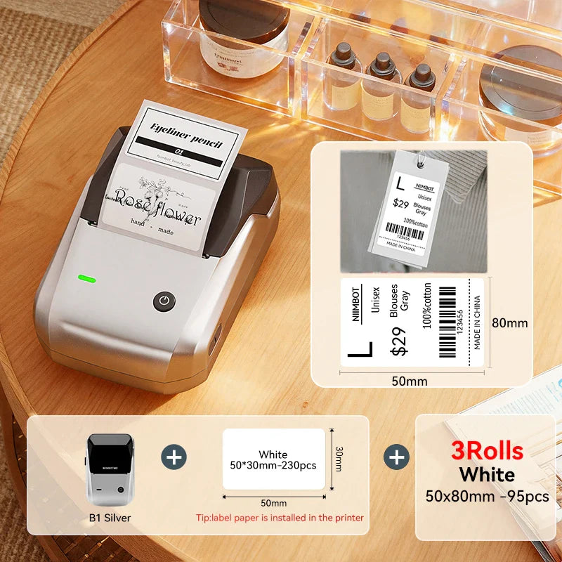 NIIMBOT B1 Portable Thermal Printer With Tapes 2 Inch Adhesive Label