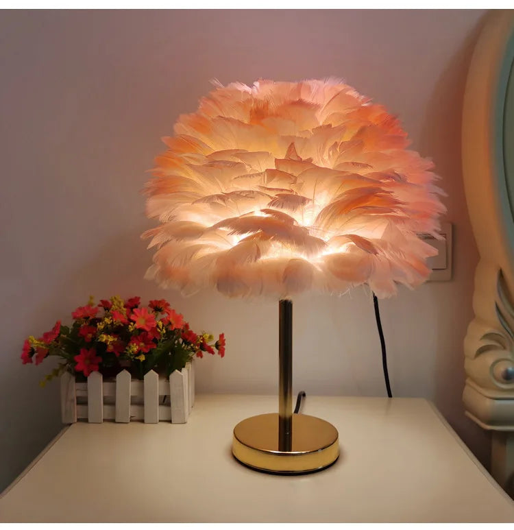 Modern Feather Table Lamp Bedroom Table Lamp