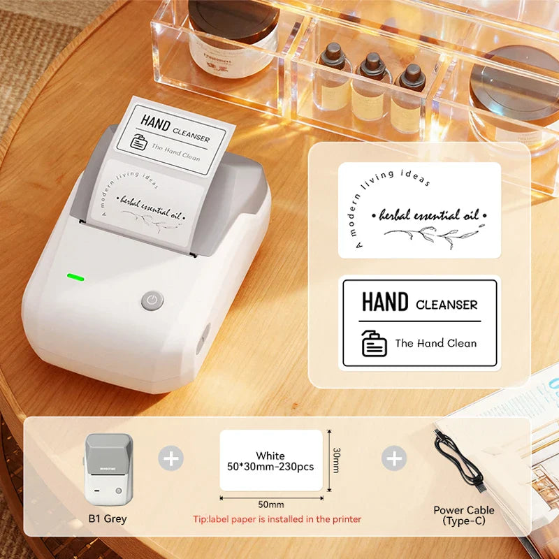 NIIMBOT B1 Portable Thermal Printer With Tapes 2 Inch Adhesive Label