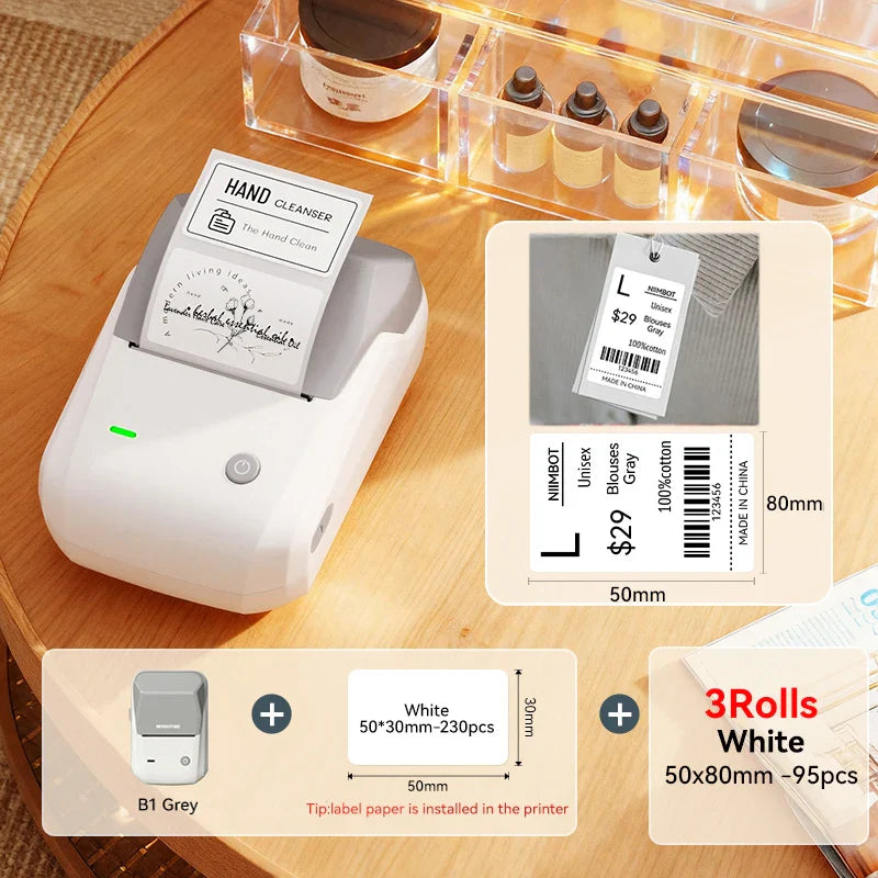 NIIMBOT B1 Portable Thermal Printer With Tapes 2 Inch Adhesive Label