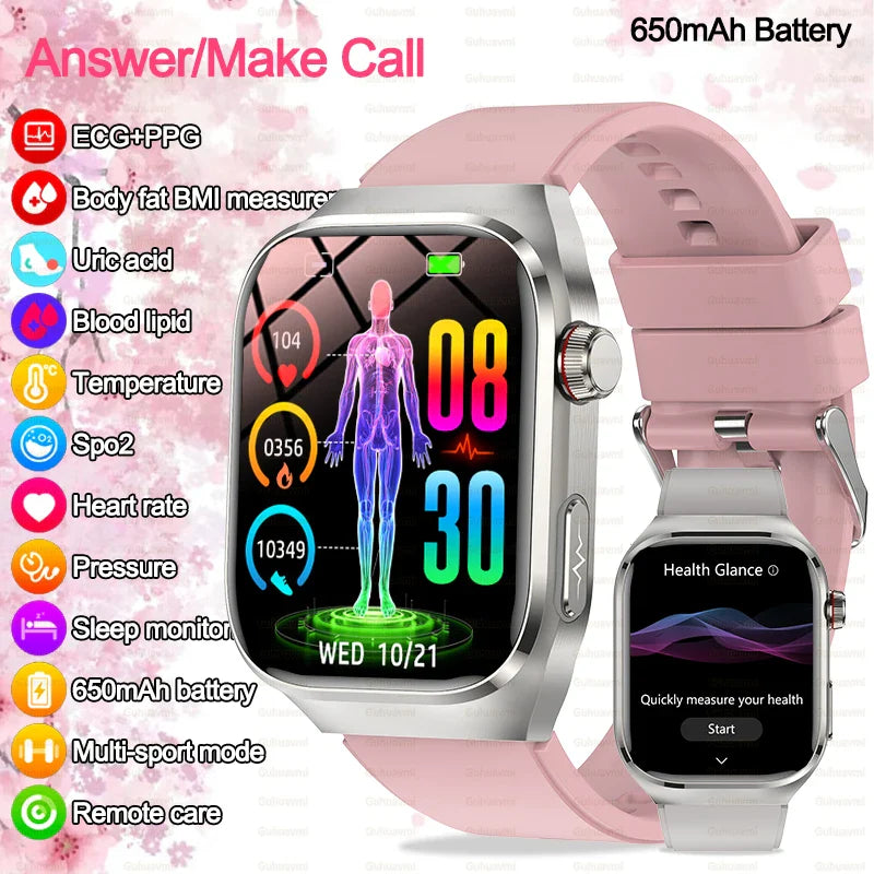 ECG Smart Watch BT Call Heart Rate Blood lipids Uric acid Health Monitor