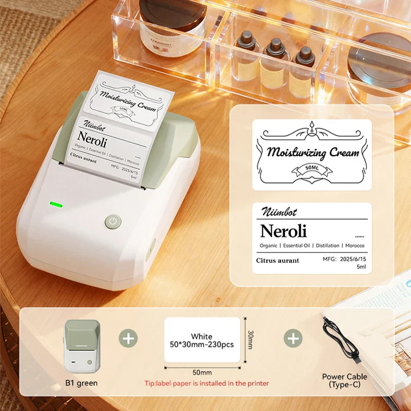 NIIMBOT B1 Portable Thermal Printer With Tapes 2 Inch Adhesive Label