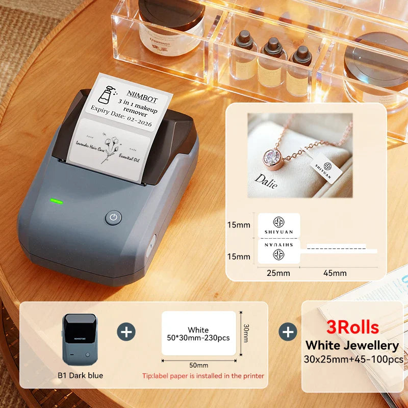 NIIMBOT B1 Portable Thermal Printer With Tapes 2 Inch Adhesive Label