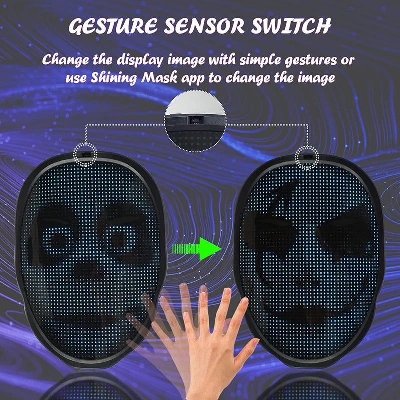 Led Mask with Bluetooth App Control Programmable Face Transforming
