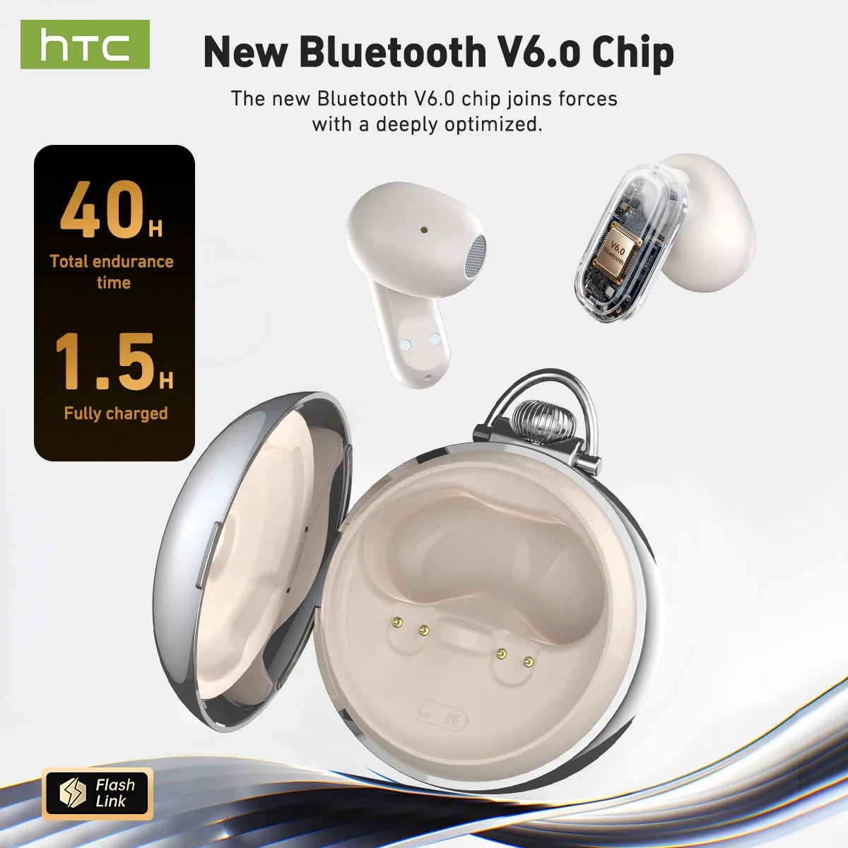Ai Translation Smart Assistant HTC NE71 Wireless Bluetooth Earphones