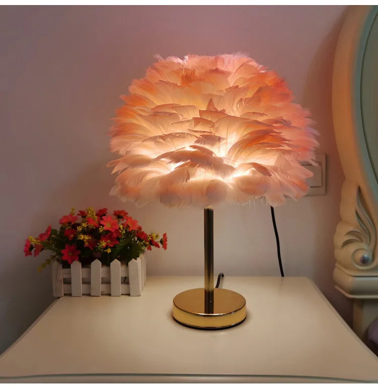 Modern Feather Table Lamp Bedroom Table Lamp