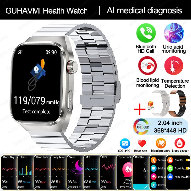 ECG Smart Watch BT Call Heart Rate Blood lipids Uric acid Health Monitor