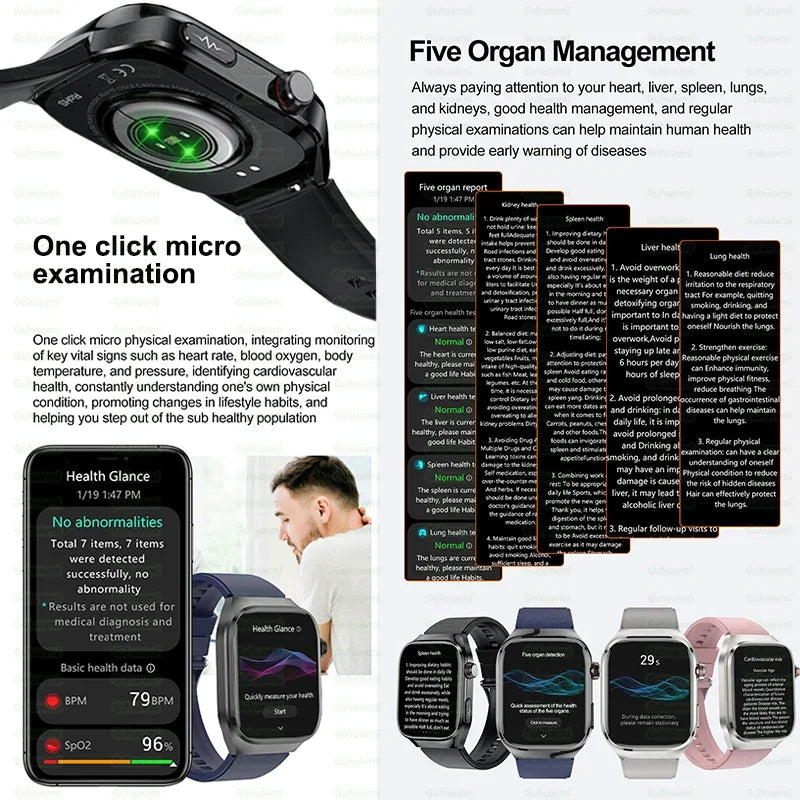 ECG Smart Watch BT Call Heart Rate Blood lipids Uric acid Health Monitor