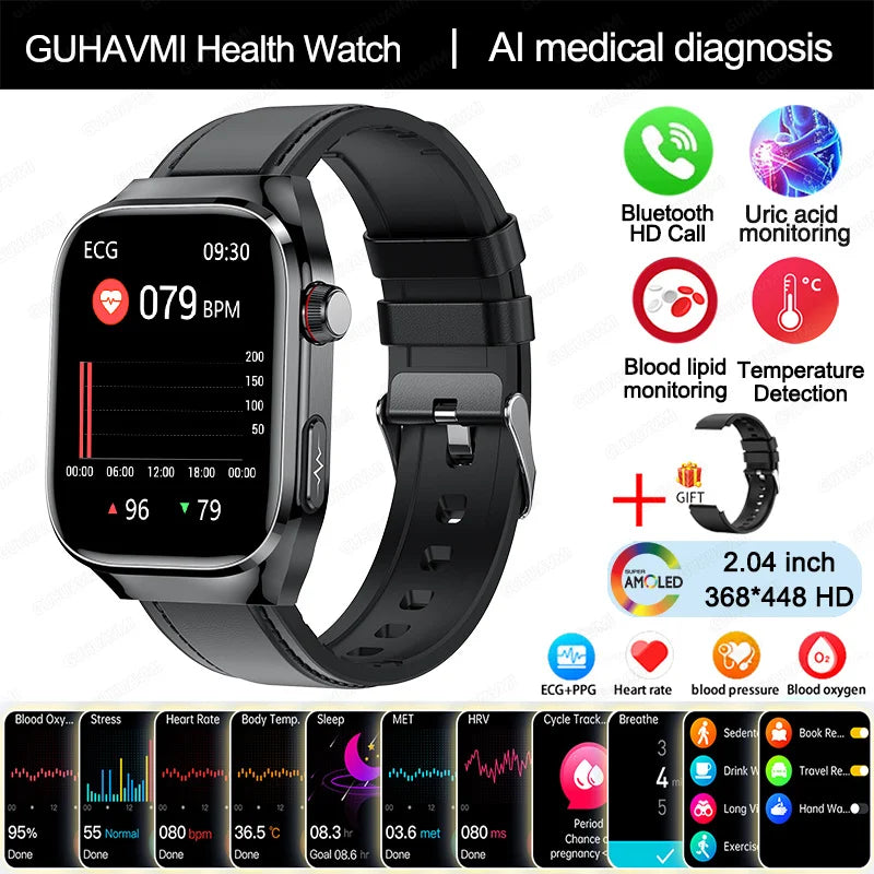 ECG Smart Watch BT Call Heart Rate Blood lipids Uric acid Health Monitor