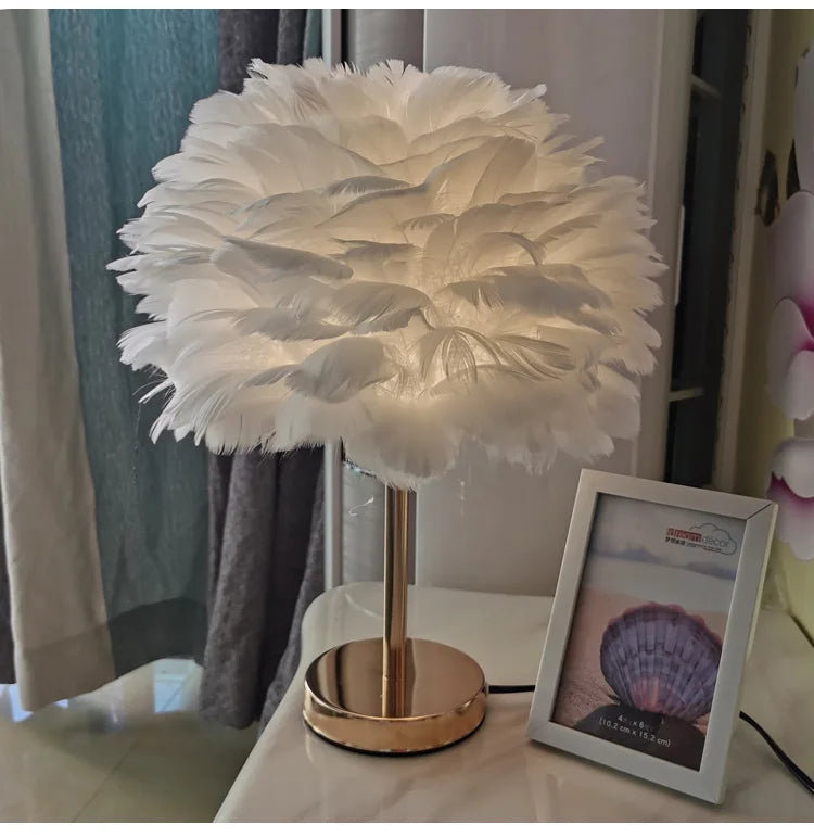 Modern Feather Table Lamp Bedroom Table Lamp