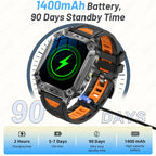 Military Smart Watch 1400mAh Battery Fitness Tracking Waterproof