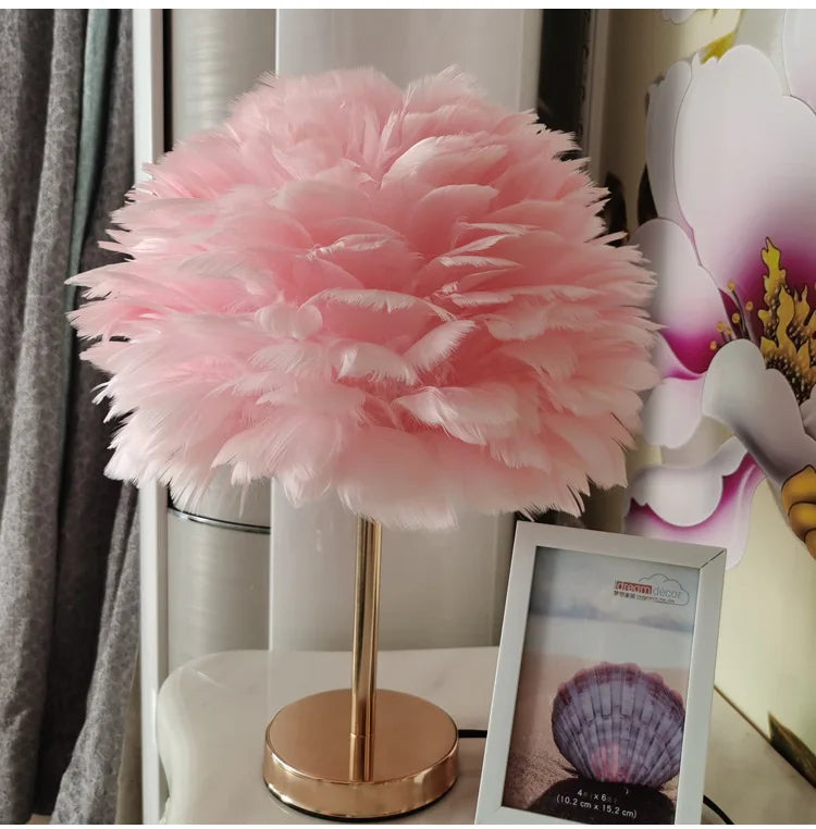 Modern Feather Table Lamp Bedroom Table Lamp