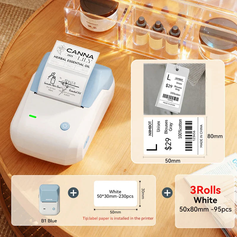 NIIMBOT B1 Portable Thermal Printer With Tapes 2 Inch Adhesive Label