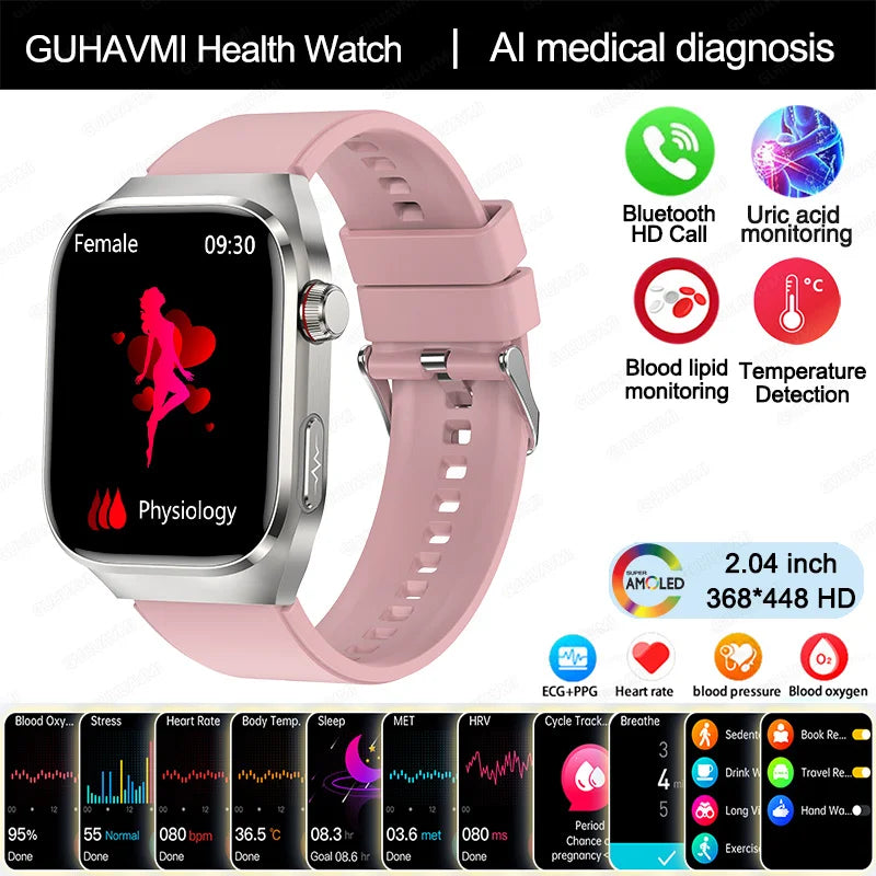 ECG Smart Watch BT Call Heart Rate Blood lipids Uric acid Health Monitor