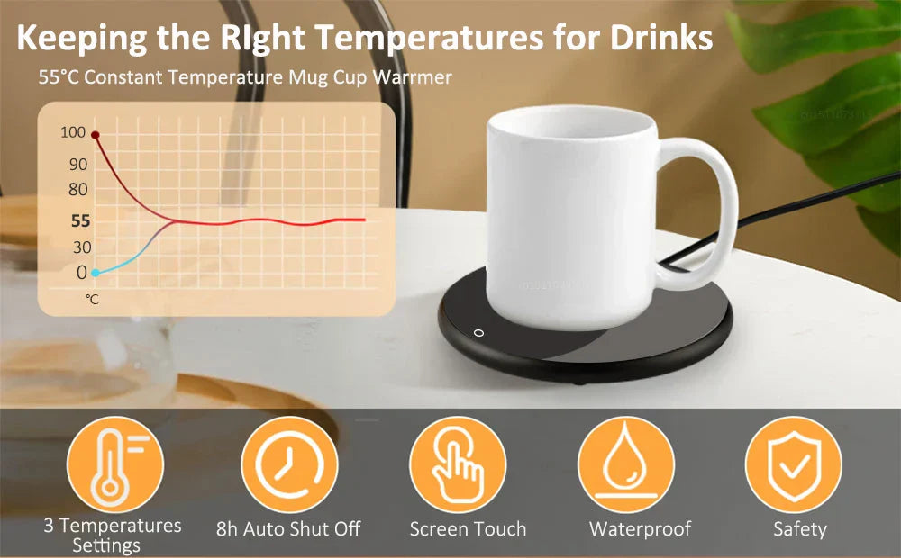 USB Mug Warmer with Temperature Control for Drinks