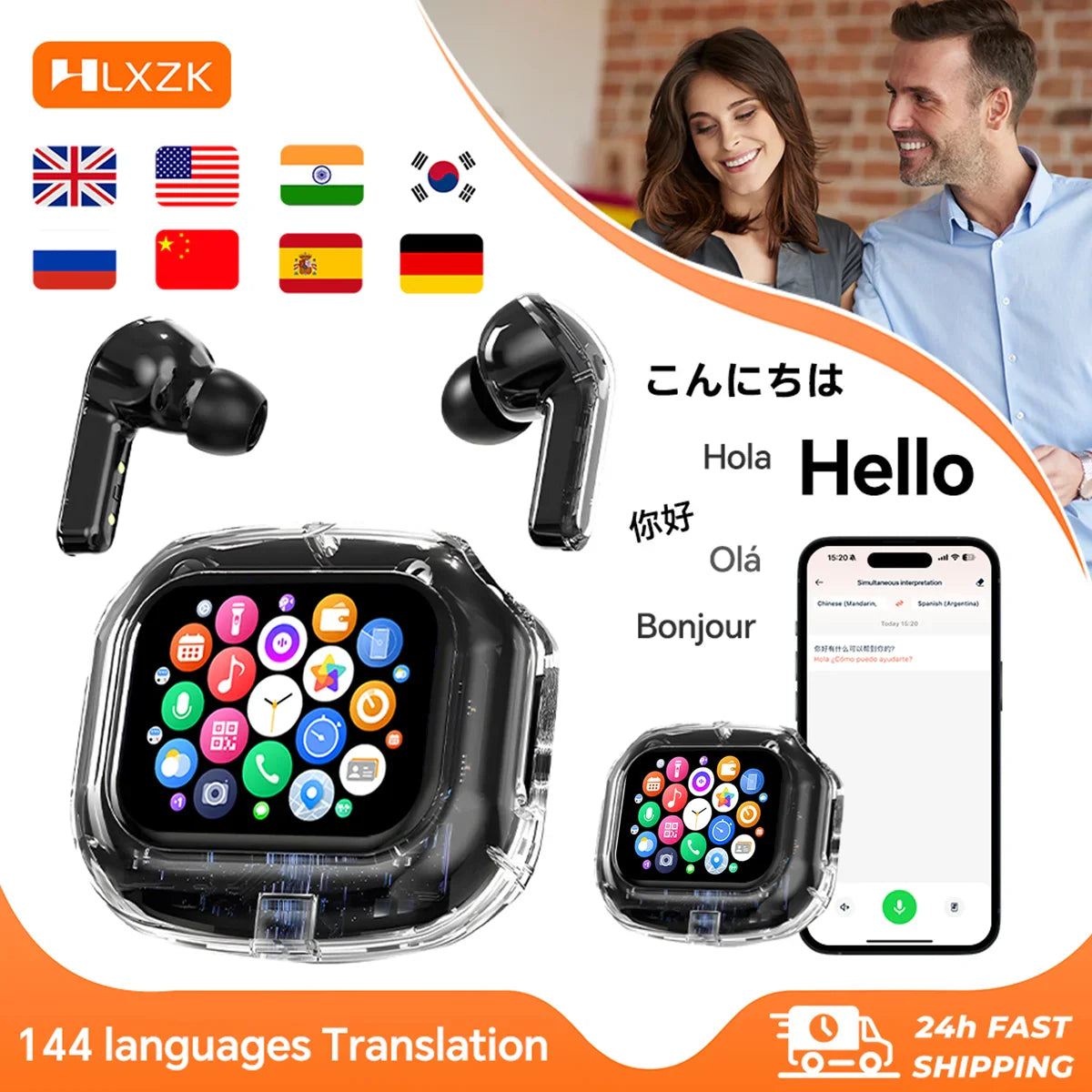 Bluetooth Headphones 144 Language Real Time Translation Earphones